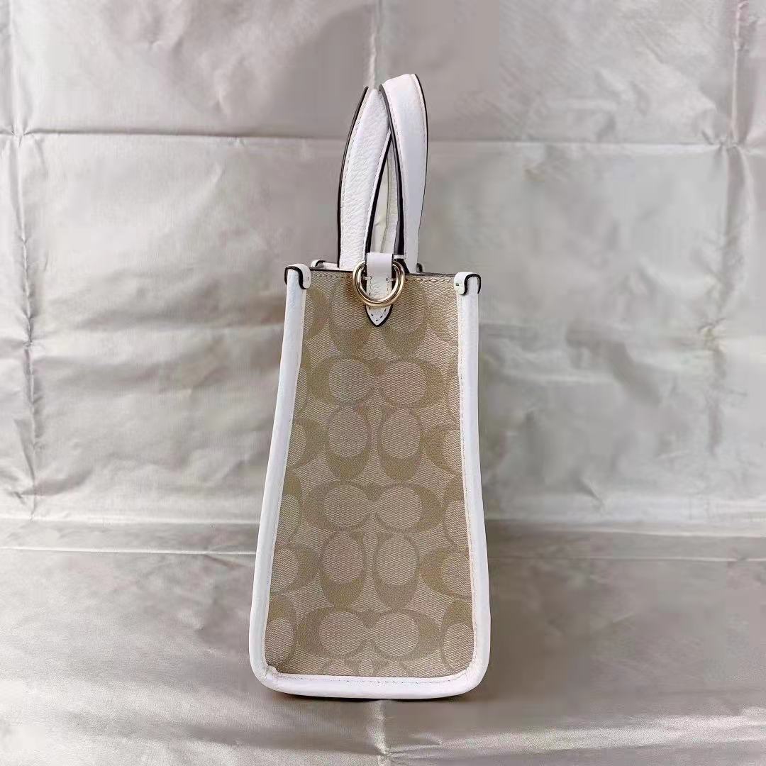 Coach C5122 Dempsey Tote 22 In Signature Canvas In Light Khaki Chalk Coach C5122 Dempsey Tote 22 In Signature Canvas In Light Khaki Chalk